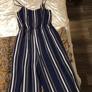 Navy striped jumpsuit